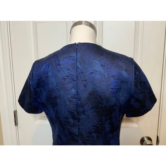 Hugo Boss Dargy Dark Blue Floral Jacquard Fit & Flare Dress, Size 6 - Picture 7 of 10